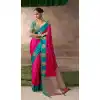 Rani Pink Pure Satin Silk Embroidery Plus Size Saree - 219701