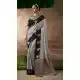 Grey Pure Satin Silk Designer Embroidery Saree - 219704