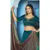 Teal Vichitra Silk Thread Embroidery Plus Size Lehenga - 219732