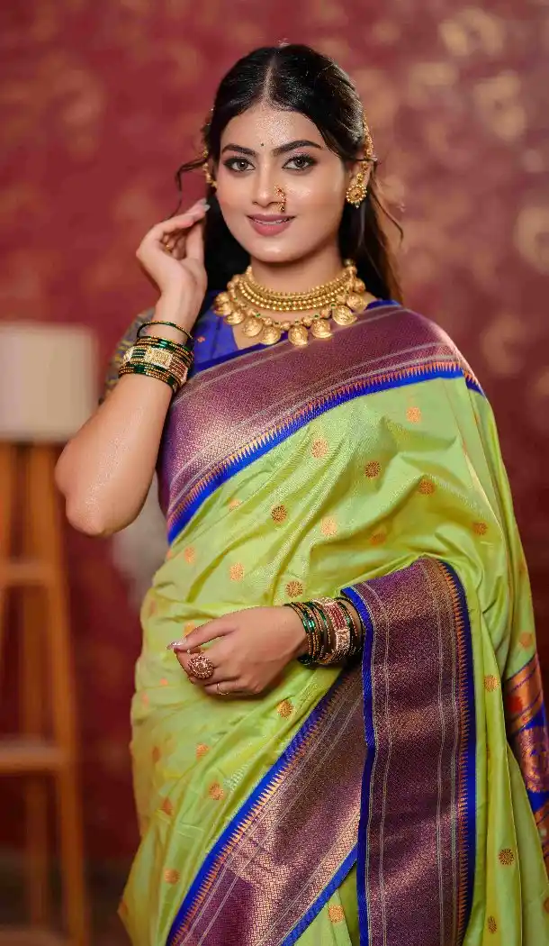 Pista Green Pure Soft Silk Peacock Border Party Wear Saree - 219755