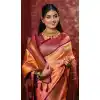 Order Peach Pure Soft Silk Zari Work Plus Size Saree - 219756