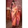 Order Peach Pure Soft Silk Zari Work Plus Size Saree - 219756