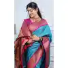 Buy Rama Blue Pure Soft Silk Designer Plus Size Saree - 219758