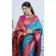 Rama Blue Pure Soft Silk Designer Peacock Border Saree - 219758