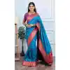 Buy Rama Blue Pure Soft Silk Designer Plus Size Saree - 219758