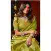 Shop Green Heavy Tissue Silk Cow Butta Plus Size Saree - 219783