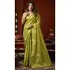Shop Green Heavy Tissue Silk Cow Butta Plus Size Saree - 219783