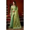 Sea Green Heavy Tissue Silk Fancy Tassel Plus Size Saree - 219785