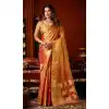 Order Golden Orange Heavy Tissue Silk Party Wear Plus Size Saree - 219786