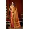 Golden Orange Heavy Tissue Silk Party Wear Saree with Tassels - 219786