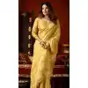 Yellow Heavy Tissue Silk Cow Butta Work Plus Size Saree - 219787