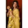 Yellow Heavy Tissue Silk Cow Butta Work Plus Size Saree - 219787