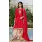 Red Chinon Festive Embroidery Work Suit - 219809