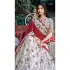 Off White Tasar Silk Foil Work Plus Size Lehenga Choli - 219812
