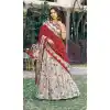 Off White Tasar Silk Foil Work Plus Size Lehenga Choli - 219812