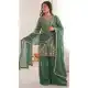 Dark Mint Green Pure Fendy Silk Embroidery Palazzo Suit - 219895