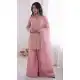 Light Pink Pure Fendy Silk Sequence Work Palazzo Suit - 219896