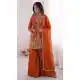 Orange Pure Fendy Silk Palazzo Suit with Heavy Work - 219898