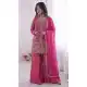 Pink Pure Fendy Silk Embroidery Sequence Palazzo Suit - 219899