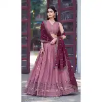 Baby Pink Zari Embroidery Party Wear Lehenga Choli - 219908