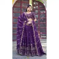 Georgette Sequins Resham Work Lehenga Choli - 219909