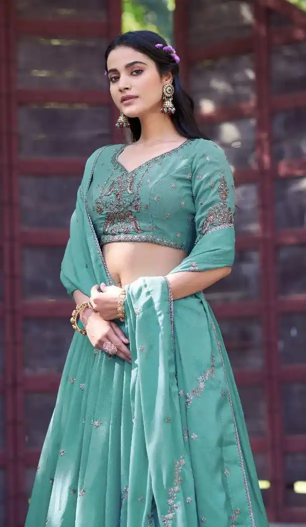 Sky Blue Resham Sequins Work Lehenga Choli - 219911