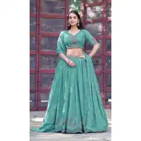 Sky Blue Resham Sequins Work Lehenga Choli - 219911