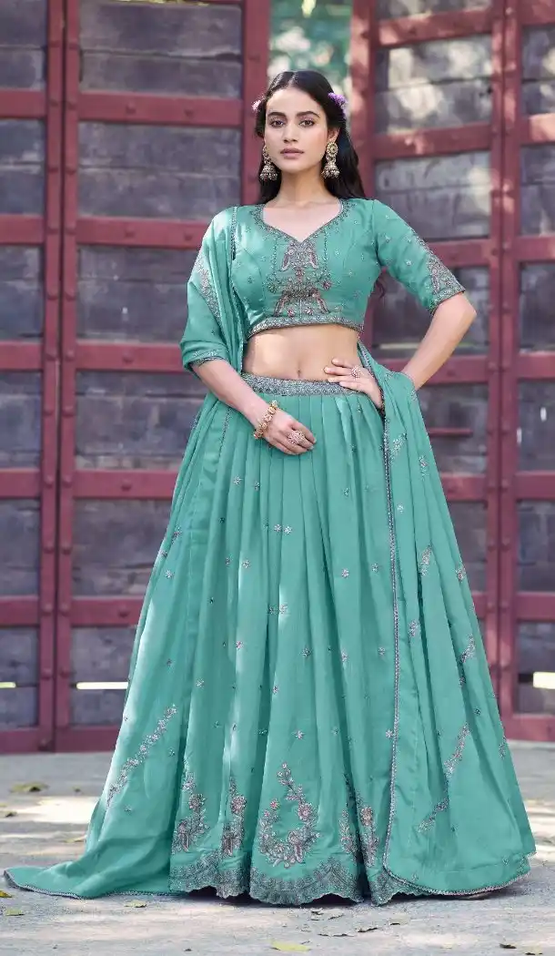 Sky Blue Resham Sequins Work Lehenga Choli - 219911
