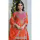 Orange Chinon Embroidery Work Palazzo Suit - 220022 