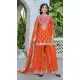 Orange Chinon Embroidery Work Palazzo Suit - 220022 