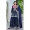 Navy Blue Chinon Designer Palazzo Suit - 220023 