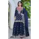 Navy Blue Chinon Designer Palazzo Suit - 220023 