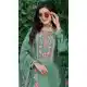 Green Chinon Festive Embroidery Work Palazzo Suit - 220042