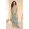 Women Sky Blue Real Chinon Embroidery Work Palazzo Suit Plus Size 220092