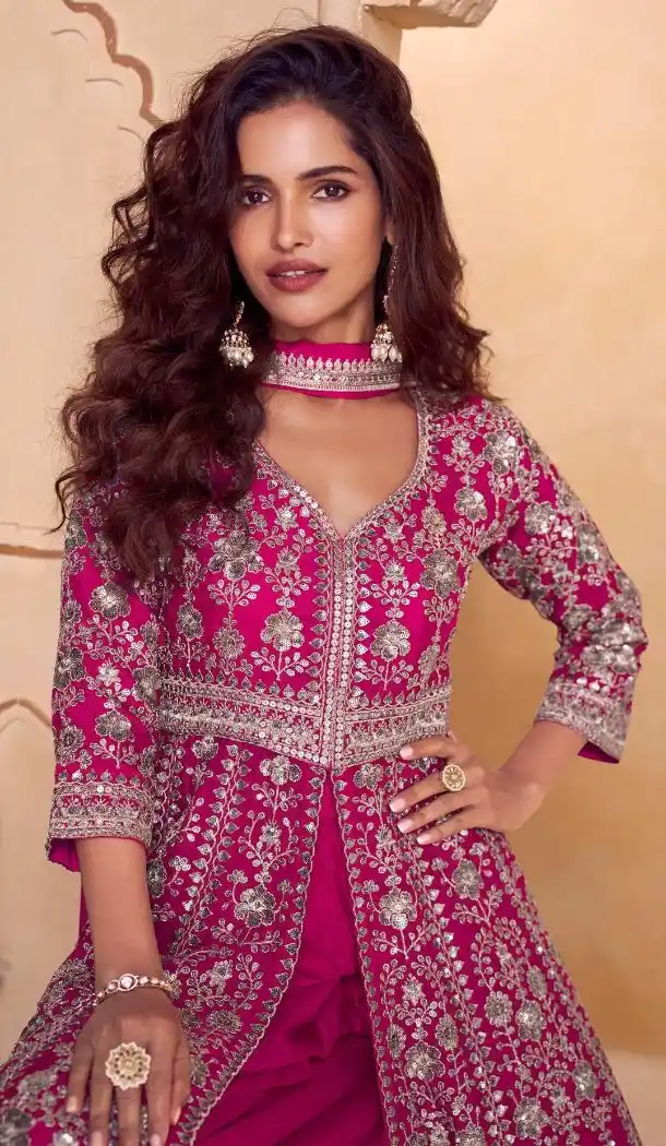 Rani Pink Real Chinon Embroidery Work Salwar Suit - 220093