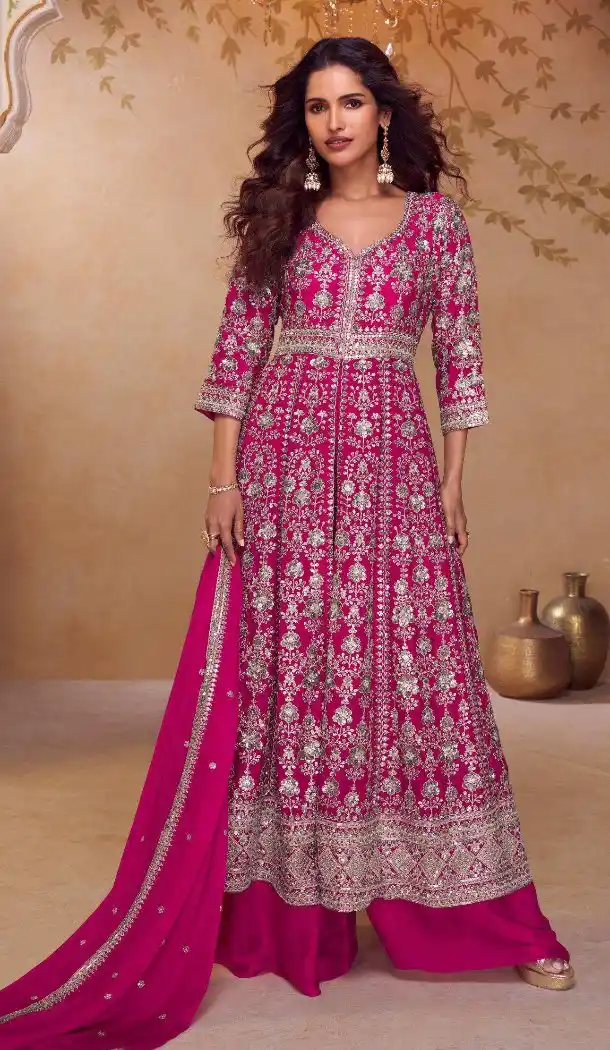 Rani Pink Real Chinon Embroidery Work Salwar Suit - 220093