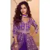 Purple Plus Size Palazzo Suits for Wedding with Embroidery - 220094