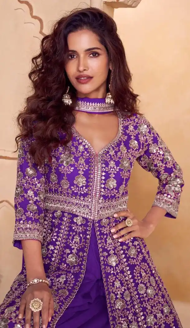Purple Real Chinon Party Wear Salwar Suit - 220094