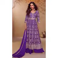 Purple Real Chinon Party Wear Salwar Suit - 220094