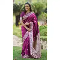 Wine Pure Banarasi Silk Zari Weaving Traditional Wear Saree - 220111