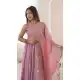 Baby Pink Roman Silk Embroidery Work Anarkali Salwar Suit - 220145