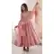 Baby Pink Roman Silk Embroidery Work Anarkali Salwar Suit - 220145