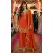 Orange Chinon Silk Beads Work Palazzo Suit - 220170