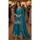 Blue Chinon Silk Embroidery Work Palazzo Suit - 220171