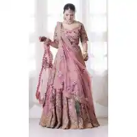 Pink Faux Georgette Party Wear Designer Lehenga Choli - 220177