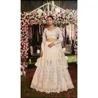 White Soft Butterfly Net Embroidery Lehenga Choli - 220179