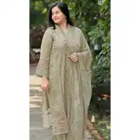 Green Georgette Embroidery Work Party Wear Suit - 220270