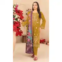 Yellow Cotton Designer Pakistani Suit with Embroidery Work - 14959220301