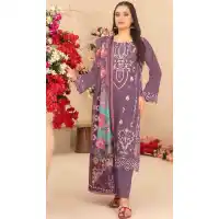 Mauve Cotton Ethnic Pakistani Suit with Embroidery - 14959220302