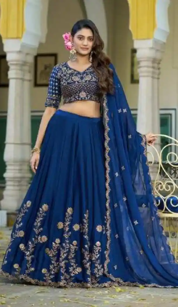 Blue Rangoli Silk Sequins Work Lehenga Choli - 220341